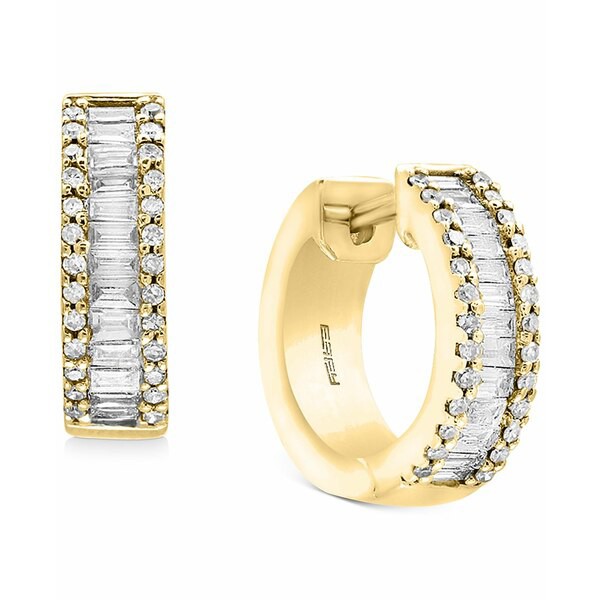 エフィー コレクション レディース ピアス＆イヤリング アクセサリー EFFY® Diamond Baguette Hoop Earrings (1 ct. t.w.) in 14k Wh