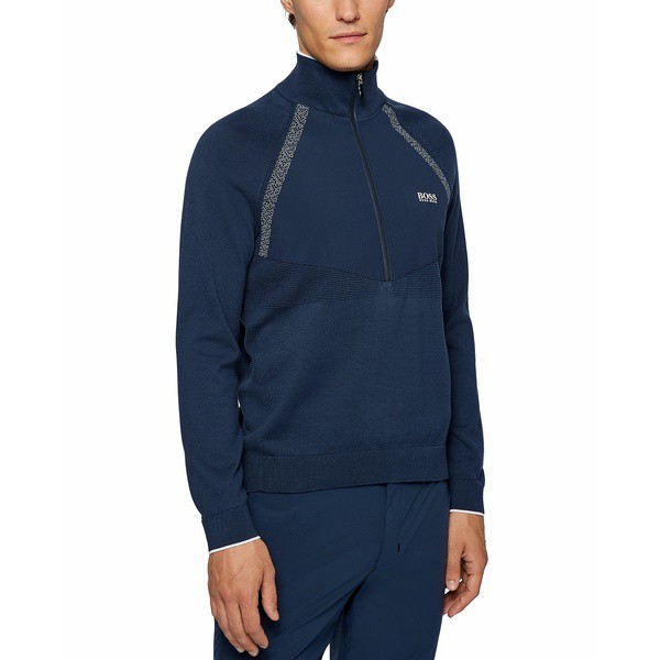 ヒューゴボス メンズ シャツ トップス BOSS Men's Hybrid Sweatshirt Navy