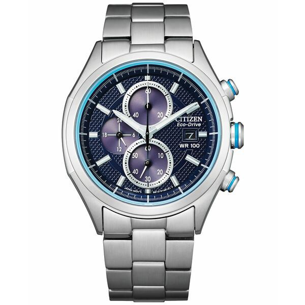 シチズン メンズ 腕時計 アクセサリー Eco-Drive Men's Chronograph Stainless Steel Bracelet Watch 41mm Silver