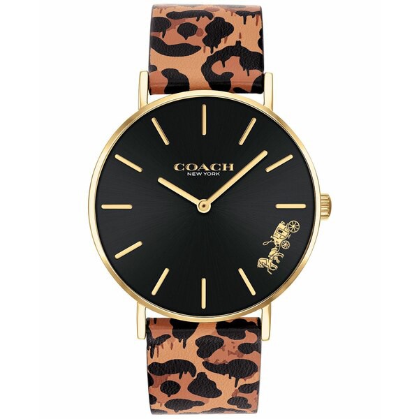 コーチ レディース 腕時計 アクセサリー Women's Perry Animal Print Leather Strap Watch 36mm Multi