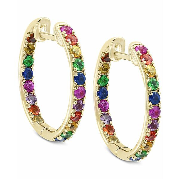 エフィー コレクション レディース ピアス＆イヤリング アクセサリー Watercolors by EFFY® Multi-Gemstone Hoop Earrings (1-3/4 ct