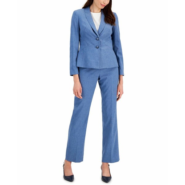 ル スーツ レディース カジュアルパンツ ボトムス Women's Kate Seamed Jacket Pantsuit, Regular & Petite Sizes Light Denim/Light Gre