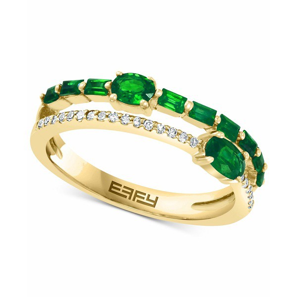 エフィー コレクション レディース リング アクセサリー EFFY® Emerald (3/4 ct. t.w.) & Diamond (1/10 ct. t.w.) Stack Look Doub