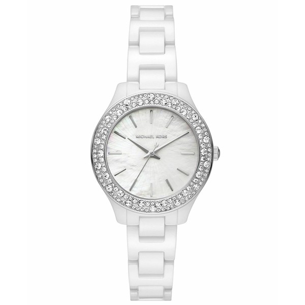 マイケルコース レディース 腕時計 アクセサリー Women's Liliane Three-Hand White Ceramic Bracelet Watch 33mm White