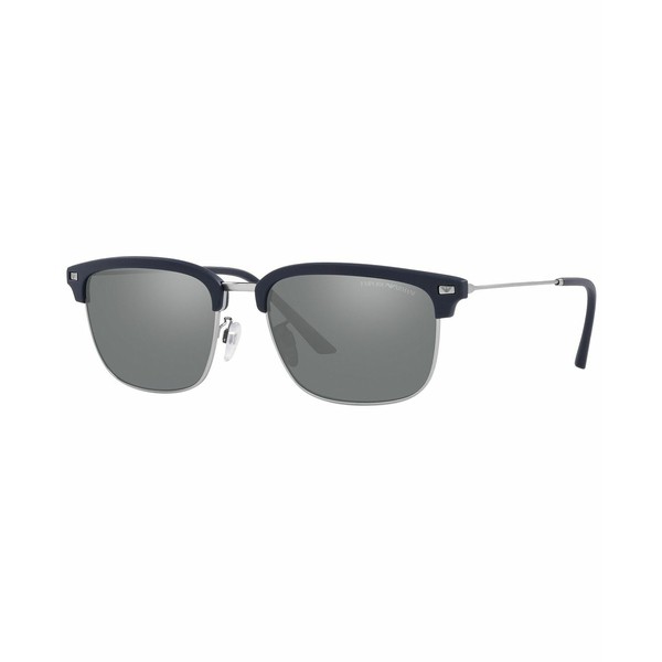 エンポリオ アルマーニ メンズ サングラス・アイウェア アクセサリー Men's Sunglasses, EA4180 57 Matte Blue, Silver-Tone