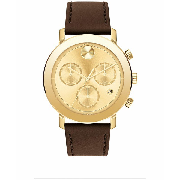 モバド メンズ 腕時計 アクセサリー Men's Bold Evolution Swiss Chronograph Chocolate Leather Strap Watch 42mm Gold