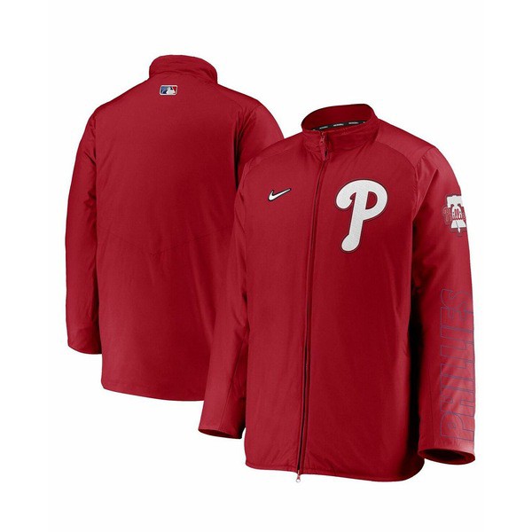 ナイキ メンズ ジャケット＆ブルゾン アウター Men's Red Philadelphia Phillies Authentic Collection Dugout Full-Zip Jacket Red