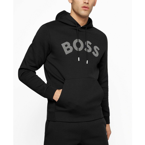 ヒューゴボス メンズ シャツ トップス BOSS Men's Regular-Fit Hooded Sweatshirt Black