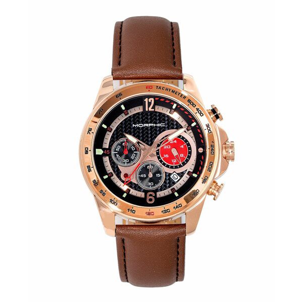 モルフィック レディース 腕時計 アクセサリー Women's M88 Series Camel or Navy or Brown or Black Genuine Leather Band Chronograph