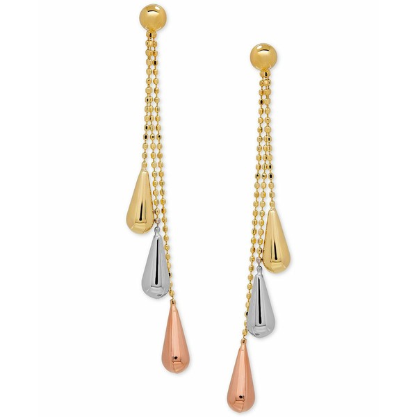 イタリアン ゴールド レディース ピアス＆イヤリング アクセサリー Tri-Gold Linear Drop Earrings in 14k Gold, White Gold and Rose Go