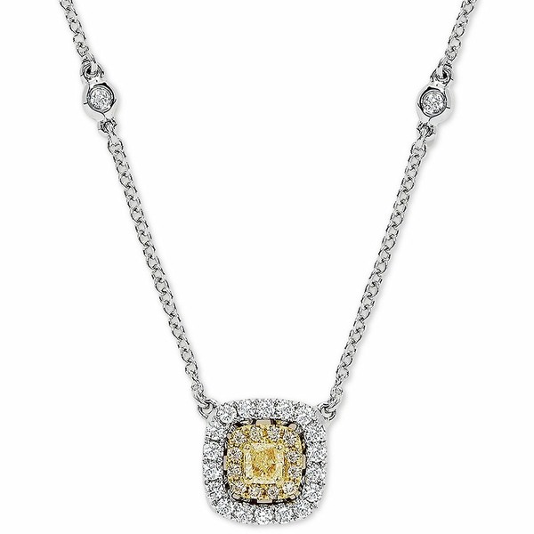 エフィー コレクション レディース ネックレス・チョーカー・ペンダントトップ アクセサリー EFFY® Yellow & White Diamond Halo 18"