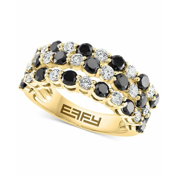 エフィー コレクション レディース リング アクセサリー EFFY® Black & White Diamond Triple Row Ring (2-5/8 ct. t.w.) in 14k Gol