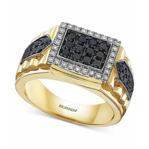 エフィー コレクション メンズ リング アクセサリー EFFY® Men's Diamond Cluster Ring (1 ct. t.w.) in 14k Gold & White Gold Two