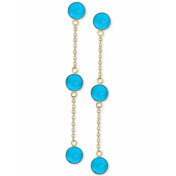 エフィー コレクション レディース ピアス＆イヤリング アクセサリー EFFY® Turquoise (5mm) Drop Earrings in 14k Gold Yellow Gold