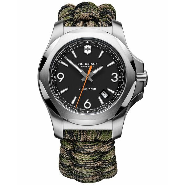 ビクトリノックス メンズ 腕時計 アクセサリー Men's I.N.O.X. Green Camo Paracord Strap Watch 43mm Green