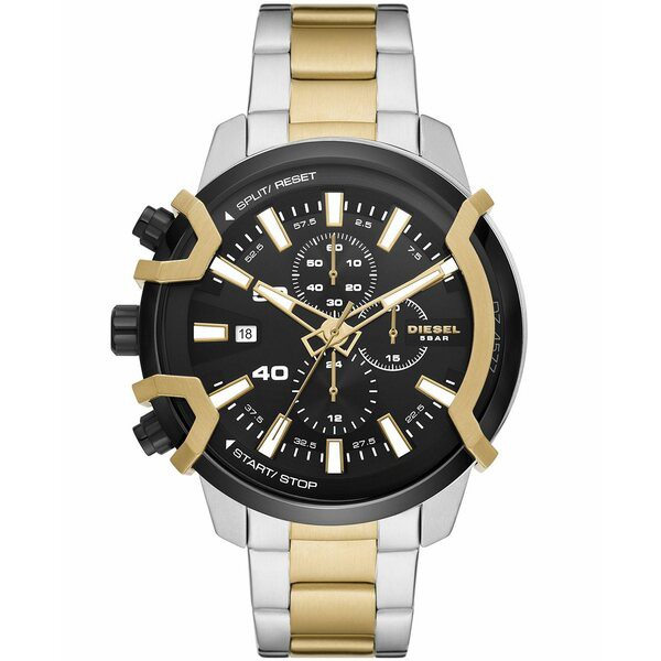 ディーゼル メンズ 腕時計 アクセサリー Men's Griffed Chronograph Two-Tone Stainless Steel Bracelet Watch, 48mm Gold-Tone