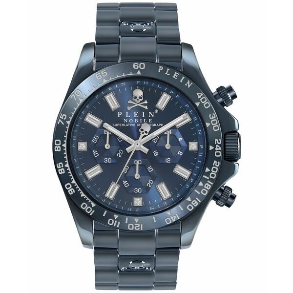 フィリッププレイン メンズ 腕時計 アクセサリー Men's Chronograph Nobile Blue Stainless Steel Bracelet Watch 43mm Ip Blue