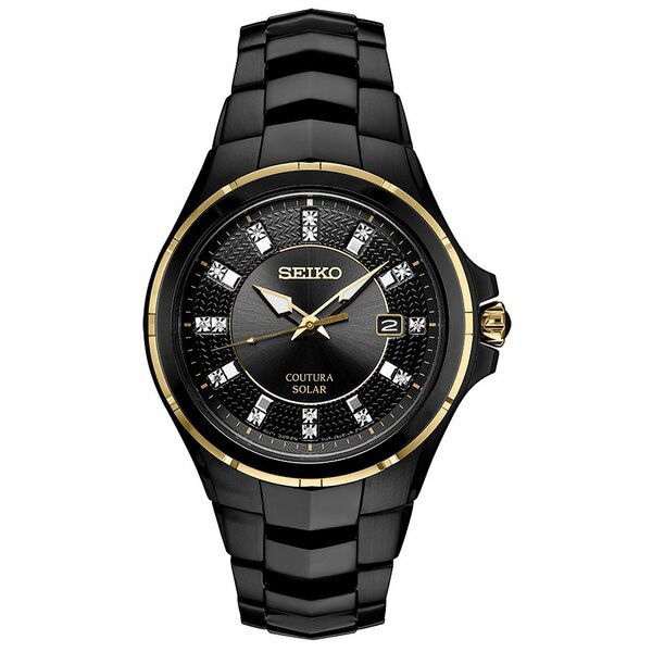 セイコー メンズ 腕時計 アクセサリー Men's Coutura Diamond-Accent Black Stainless Steel Bracelet Watch 42.5mm No Color