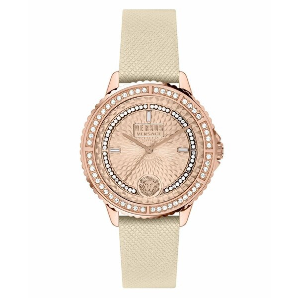 ヴェルサス ヴェルサーチ レディース 腕時計 アクセサリー Versus by Versace Women's Montorgueil Beige Leather Strap Watch 38mm Rose