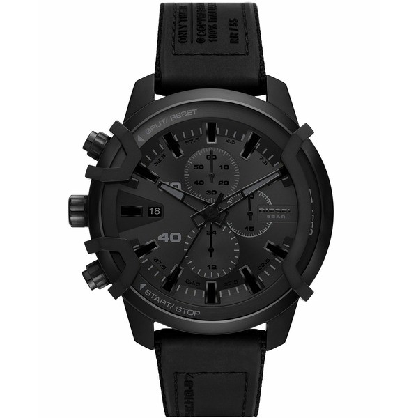 ディーゼル メンズ 腕時計 アクセサリー Men's Griffed Chronograph Black Canvas Strap Watch 48mm Black