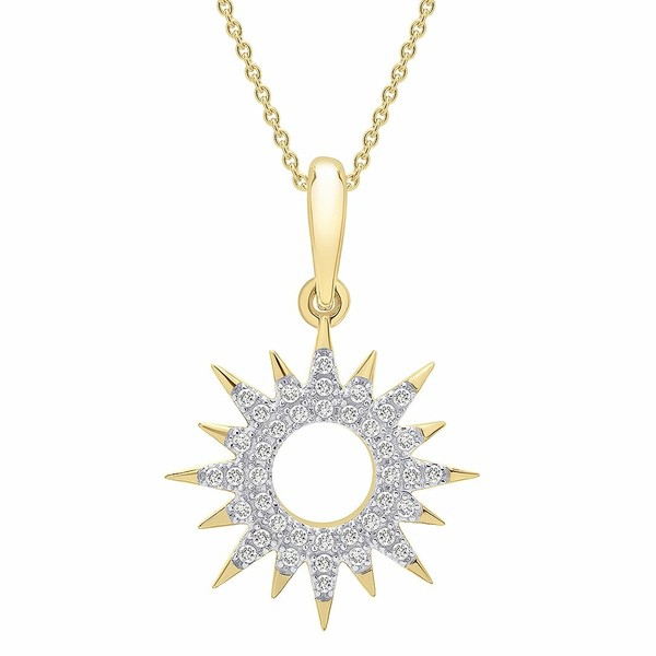 ラップド レディース ネックレス・チョーカー・ペンダントトップ アクセサリー Diamond Sun Pendant Necklace (1/10 ct. t.w.) in 14k G