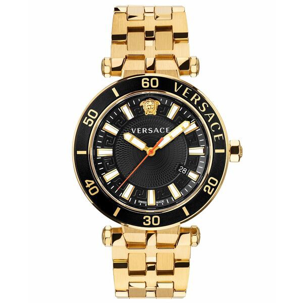 ヴェルサーチ メンズ 腕時計 アクセサリー Men's Swiss Greca Sport Gold-Tone Stainless Steel Bracelet Watch 43mm Gold