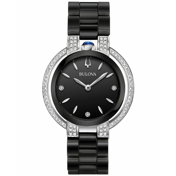 ブロバ レディース 腕時計 アクセサリー Women's Diamond (1/3 ct. t.w.) Rubaiyat Stainless Steel & Black Ceramic Bracelet Watch 35m