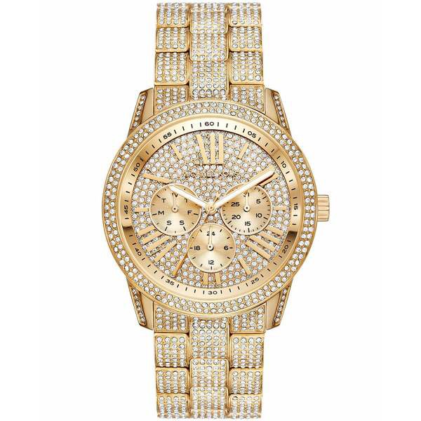 マイケルコース レディース 腕時計 アクセサリー Women's Bradshaw Pave Glitz Gold-Tone Stainless Steel Bracelet Watch 42mm Gold