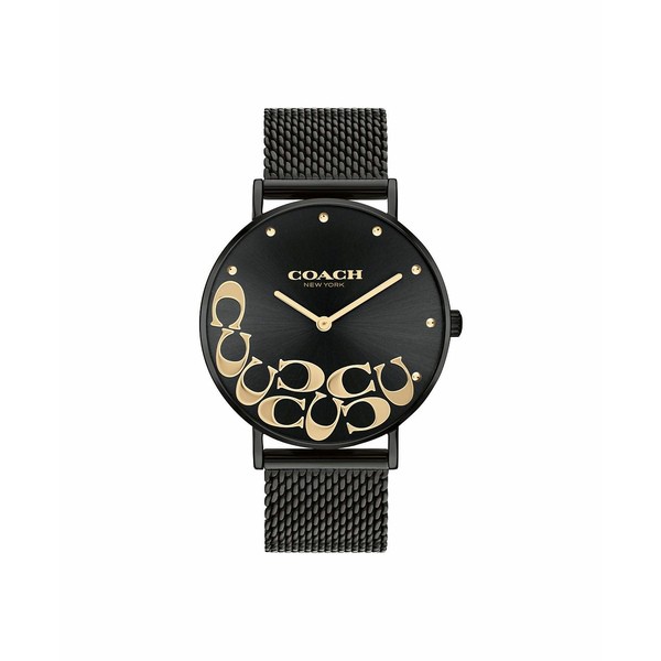 コーチ レディース 腕時計 アクセサリー Women's Perry Black Stainless Steel Mesh Bracelet Watch, 36mm Black