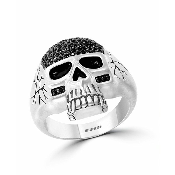 エフィー コレクション メンズ リング アクセサリー EFFY® Men's Black Spinel Skull Ring in Sterling Silver Silver