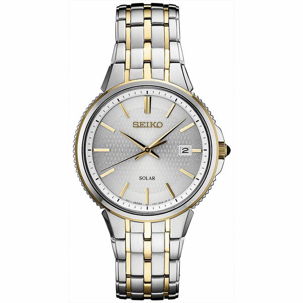 セイコー メンズ 腕時計 アクセサリー Men's Solar Essentials Two-Tone Stainless Steel Bracelet Watch 39.4mm No Color