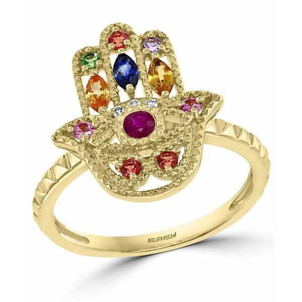 エフィー コレクション レディース リング アクセサリー EFFY® Multi-Sapphire (5/8 ct. t.w.) & Diamond Accent Hamsa Hand Ring in