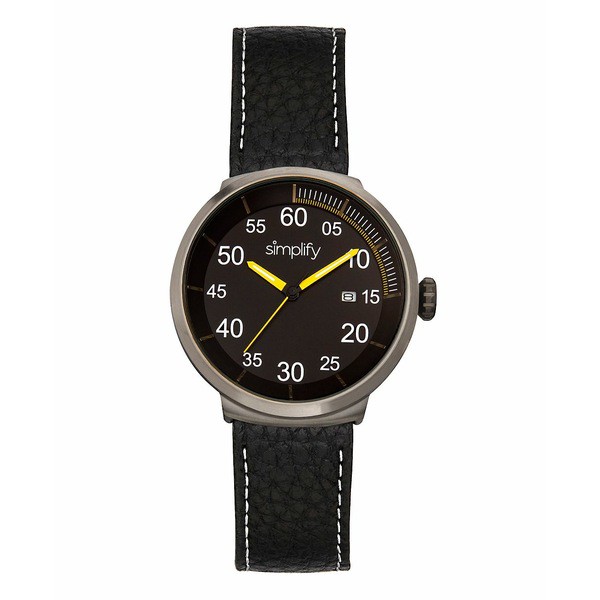 シンプリファイ レディース 腕時計 アクセサリー Women's The 7100 Black or Brown or Blue or Dark Brown Leather Band Watch, 42mm Bla