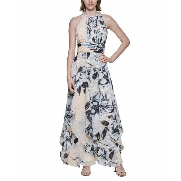 カルバンクライン レディース ワンピース トップス Metallic-Embroidered Floral-Print Maxi Dress Blossom Multi