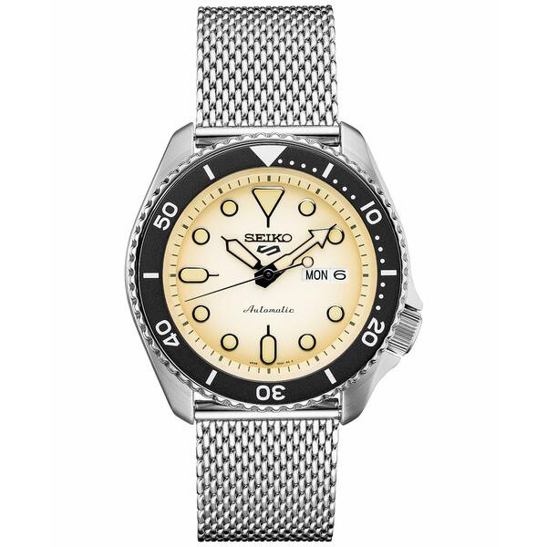 セイコー メンズ 腕時計 アクセサリー Men's Automatic 5 Sports Stainless Steel Mesh Bracelet Watch 42.5mm Silver