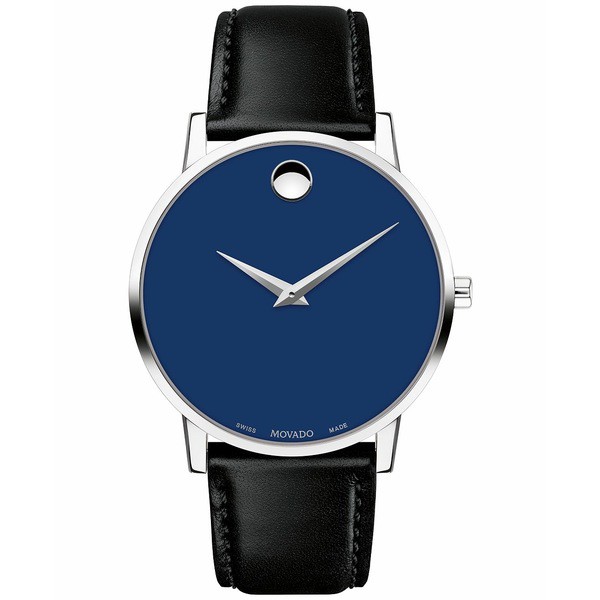 モバド メンズ 腕時計 アクセサリー Men's Swiss Museum Classic Black Leather Strap Watch 40mm Black/Blue