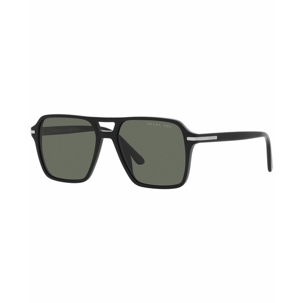 プラダ メンズ サングラス・アイウェア アクセサリー Men's Polarized Sunglasses, 55 Black