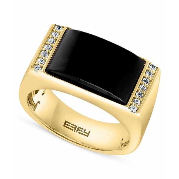 エフィー コレクション メンズ リング アクセサリー EFFY® Men's Onyx & White Sapphire (4-1/3 ct. t.w.) Ring Gold Over Silver