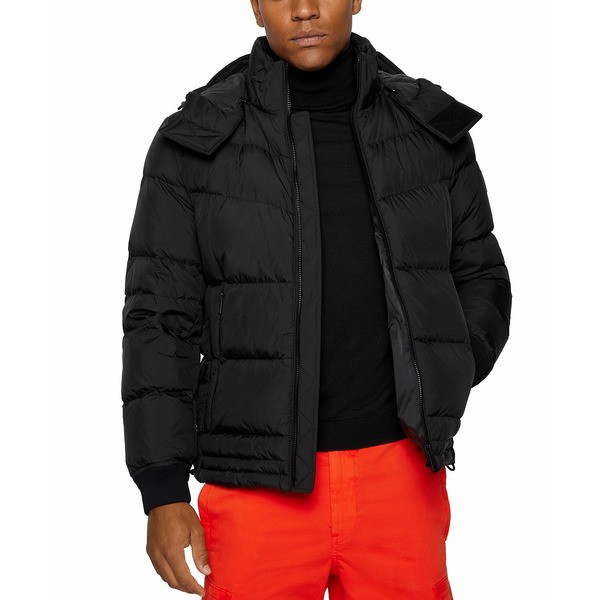 ヒューゴボス メンズ ジャケット＆ブルゾン アウター BOSS Men's Regular-Fit Ripstop Down Jacket Black