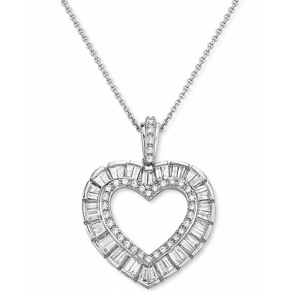 エフィー コレクション レディース ネックレス・チョーカー・ペンダントトップ アクセサリー EFFY® Diamond Baguette Heart 18" Pend