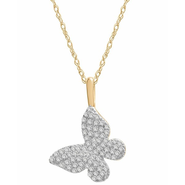 ラップド レディース ネックレス・チョーカー・ペンダントトップ アクセサリー Diamond Butterfly Pendant Necklace (1/6 ct. t.w.) in