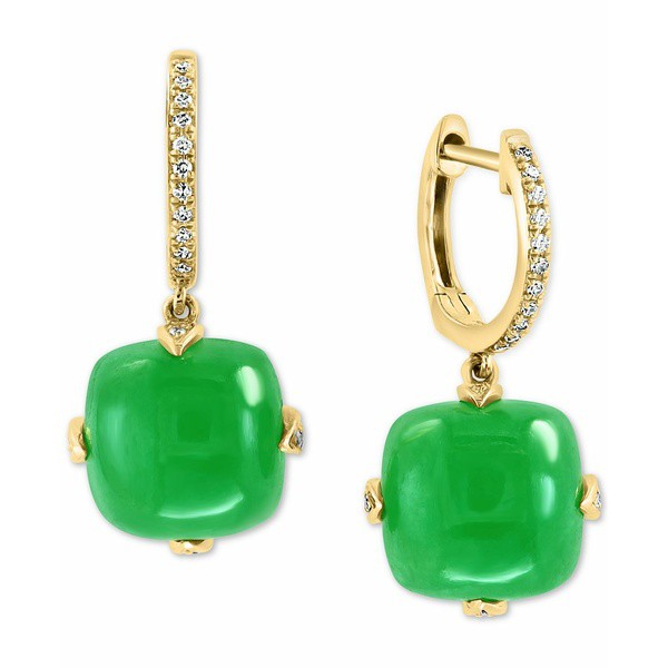 エフィー コレクション レディース ピアス＆イヤリング アクセサリー EFFY® Jade & Diamond (1/6 ct. t.w.) Hoop Drop Earrings in 1