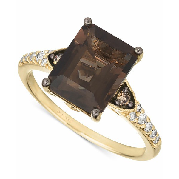 ルヴァン レディース リング アクセサリー Chocolate Quartz (3-1/10 ct. t.w.) & Diamond (1/4 ct. t.w.) Ring in 14k Gold Smoky Quart