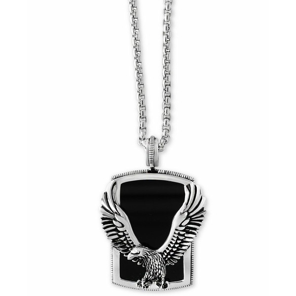 エフィー コレクション メンズ ネックレス・チョーカー アクセサリー EFFY® Men's Onyx (31 x 20mm) Eagle Pendant Necklace in Ster