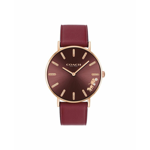 コーチ レディース 腕時計 アクセサリー Women's Perry Wine Leather Strap Watch 36mm Wine