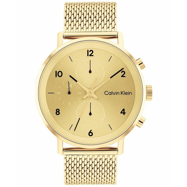 カルバンクライン レディース 腕時計 アクセサリー Gold-Tone Mesh Bracelet Watch 44mm Gold