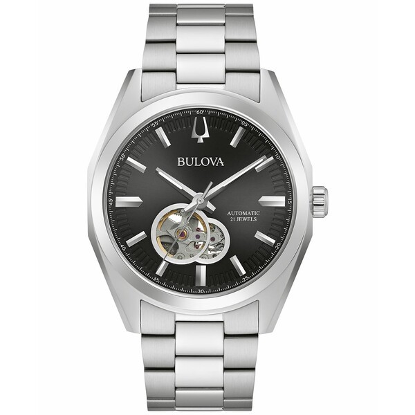 ブロバ メンズ 腕時計 アクセサリー Men's Automatic Surveyor Stainless Steel Bracelet Watch 42mm Silver-tone