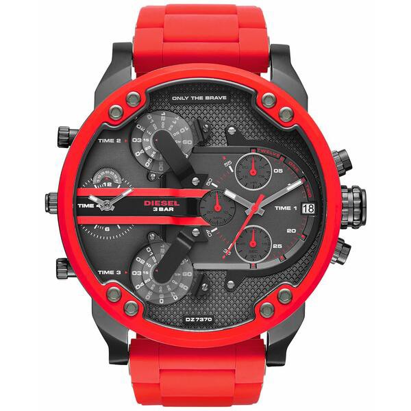 ディーゼル メンズ 腕時計 アクセサリー Men's Chronograph Mr. Daddy 2.0 Red Silicone Strap Watch 55x66mm DZ7370 Red