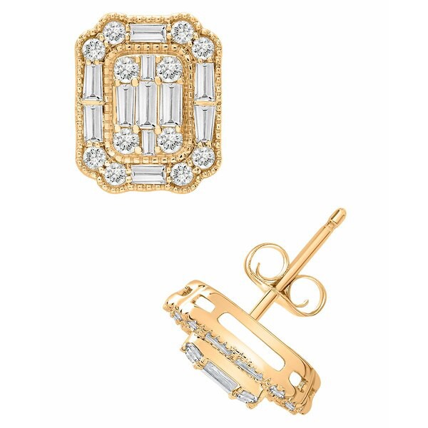 ラップド イン ラブ レディース ピアス＆イヤリング アクセサリー Diamond Baguette Cluster Stud Earrings (1 ct. t.w.) in 14k White G