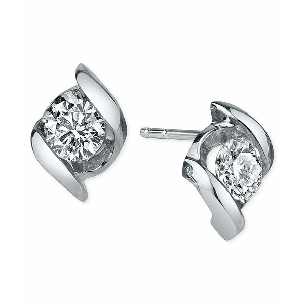 セイレーン レディース ピアス＆イヤリング アクセサリー Diamond Twist Stud Earrings (1/2 ct. t.w.) in 14k White Gold No Color